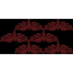 Classic Red Ornamental Floral Border Embroidery Design