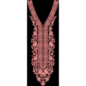 Elegant Rose Vine Neckline Embroidery Panel Design