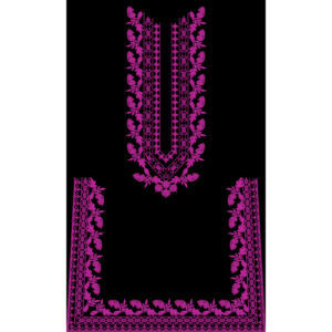 Magenta Floral Neckline Embroidery Design with Matching Border Frame