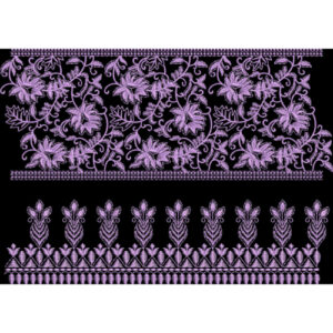 Purple Floral Vine Border Embroidery Design
