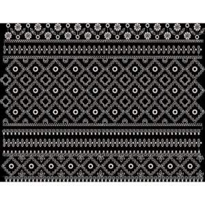 Royalty Free Traditional Geometric Border Embroidery Design with White Thread Work