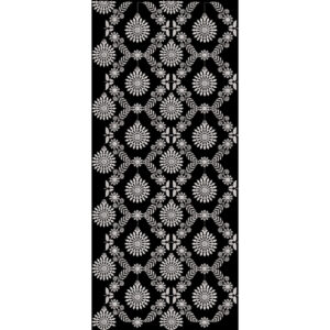 Royalty Free Allover Floral Geometric Embroidery Pattern with White Thread Work