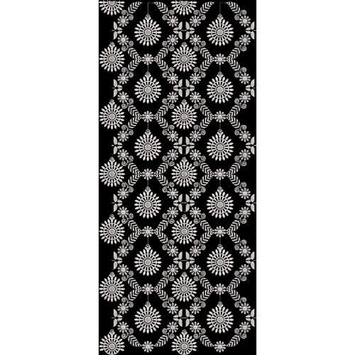 Royalty Free Allover Floral Geometric Embroidery Pattern with White Thread Work