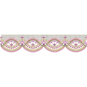 Royalty Free Decorative Floral Border Embroidery Design with Pink and Gold Thread Work