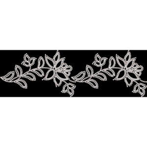 Royalty Free Elegant Pearl Floral Border Embroidery Design on Black Background
