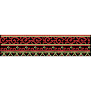 Royalty Free Traditional Geometric Border Embroidery Design with Red and Green Thread Work