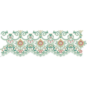 Royalty Free Decorative Floral Lace Border Embroidery Design with Pastel Thread Work