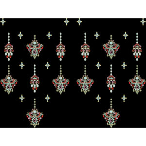 Royalty Free Mughal Style Butti Embroidery Pattern with Ornamental Multicolor Thread Work
