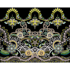 Royalty Free Ornate Border Embroidery Design with Intricate Floral and Geometric Thread Work