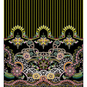 Royalty Free Heavy Ornamental Border Embroidery Design with Hanging Bead and Floral Thread Work