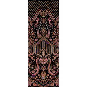 Royalty Free Heavy Vertical Panel Embroidery Design with Floral and Geometric Multicolor Thread Work