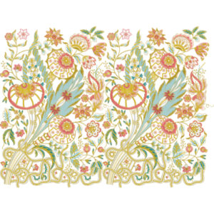 Royalty Free Floral Allover Embroidery Design with Decorative Vine Pattern