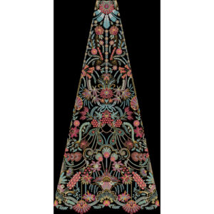 Royalty Free Triangular Floral Panel Embroidery Design with Ornate Multicolor Thread Work