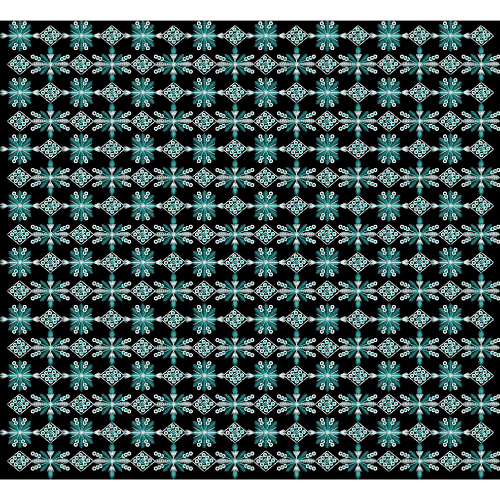 Royalty Free Geometric Floral Allover Embroidery Pattern with Teal & White Thread Work