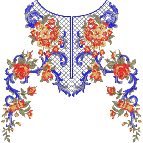 Neck Flower Embroidery Design