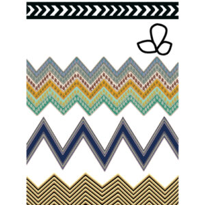 Modern Zigzag Geometric Border Textile Print in Multicolor Variations