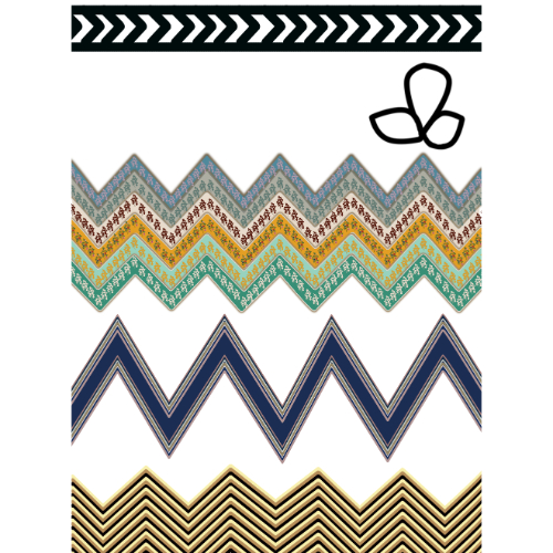 Modern Zigzag Geometric Border Textile Print in Multicolor Variations