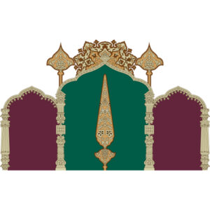 Royal Mughal Arch Panel Textile Print with Ornamental Detailing