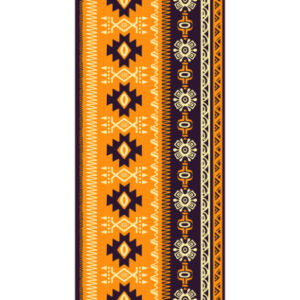Bold Tribal Geometric Border Textile Print in Mustard Yellow and Black