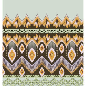 Modern Tribal Geometric Border Textile Print in Gold and Earthy Tones
