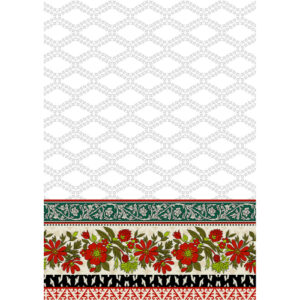 Traditional Floral Border with Subtle All-Over Pattern Textile Print