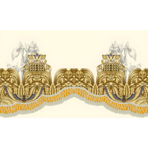 Luxury Egyptian-Inspired Ornamental Border Textile Print in Antique Gold