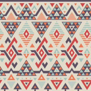 Modern Tribal Geometric All-Over Textile Print in Soft Pastel Tones