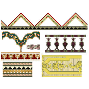 Classic Ornamental Border Elements Textile Print Collection in Traditional Style