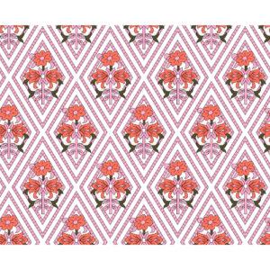Modern Floral Geometric All-Over Textile Print in Pink and Coral
