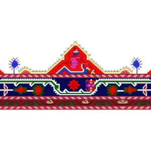 Bold Tribal Geometric Border Textile Print with Peak Motif