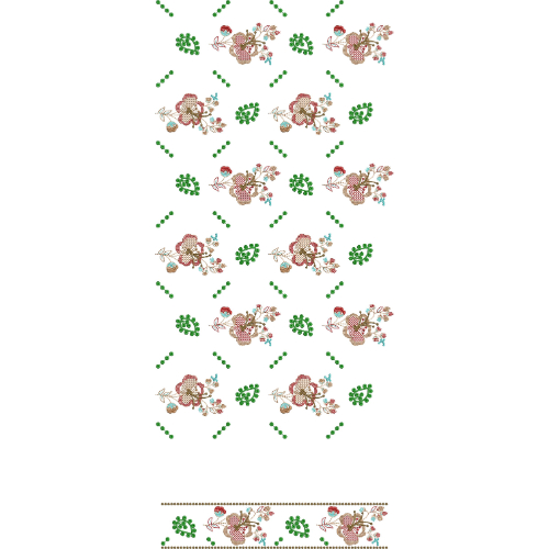 Floral Basket Buta with Leaf Accent All-Over Jaal Embroidery Design