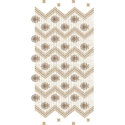 Chevron Lattice with Floral Medallion All-Over Jaal Embroidery Design