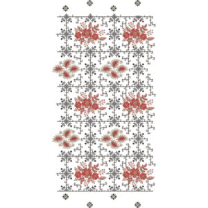 Floral Bouquet Lattice All-Over Jaal Embroidery Design with Geometric Framework