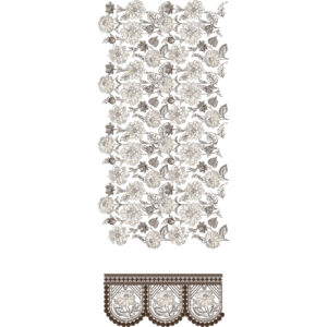 Dense Floral Bouquet All-Over Jaal Embroidery Design with Ornamental Border