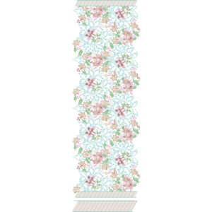 Soft Pastel Floral Vine All-Over Jaal Embroidery Design with Decorative Bands