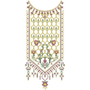 Elegant Honeycomb Floral Neckline Embroidery Design | Modern Gala Pattern for Kurti