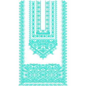 Turquoise Neckline Embroidery Design for Kurti | Traditional Gala Embroidery Pattern