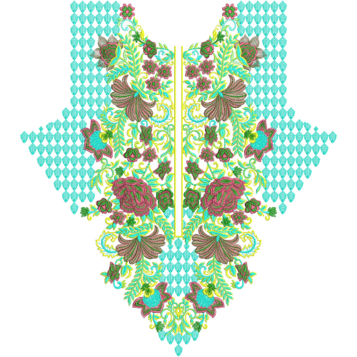 Heavy Floral Neckline Embroidery Design for Kurti | Luxury Gala Embroidery Pattern