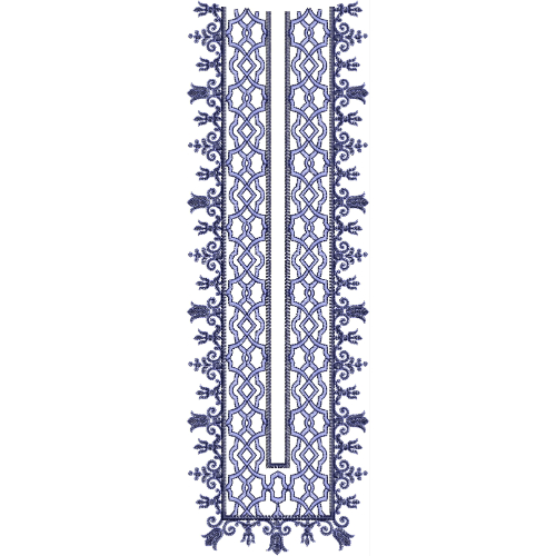 Elegant Blue Neckline Embroidery Design | Traditional Kurti Gala Embroidery Pattern