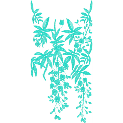 Minimal Floral Neckline Embroidery Design | Modern Leaf Gala Pattern for Kurti