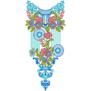 Designer Floral Neckline Embroidery Design | Luxury Kurti Gala Embroidery Pattern