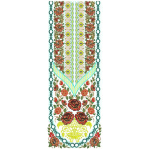 Traditional Long Neckline Embroidery Design | Floral Kurti Gala Embroidery Pattern