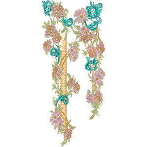 Designer Floral Neckline Embroidery Design with Hanging Chains | Elegant Kurti Gala Pattern