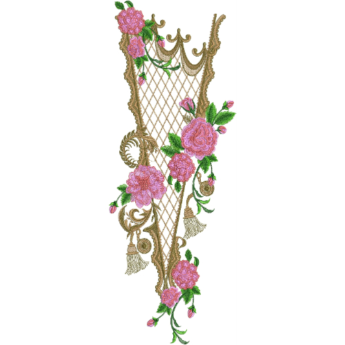 Luxury Floral Side Neckline Embroidery Design | Elegant Kurti Gala Pattern with Tassels