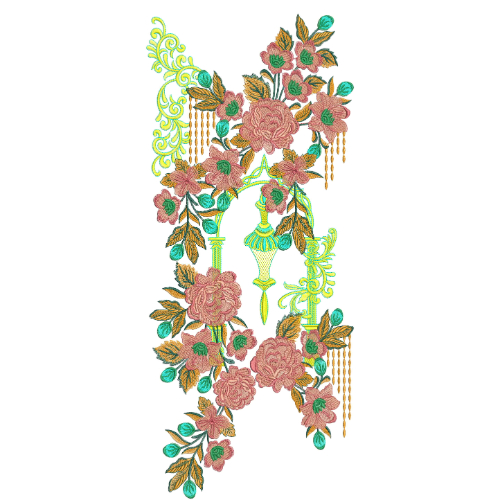 Designer Floral Hanging Neckline Embroidery Design | Elegant Kurti Gala Pattern