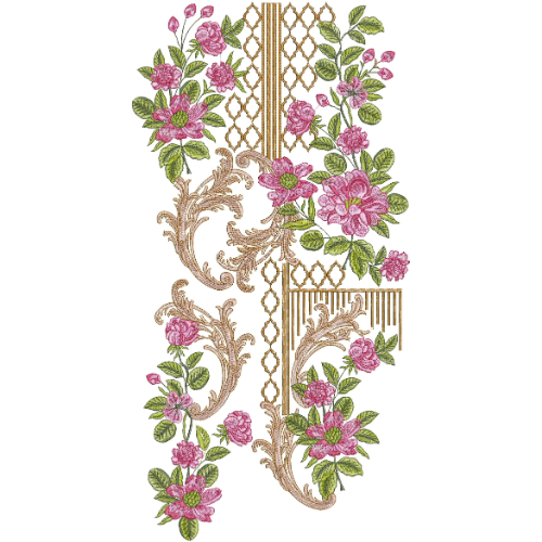 Elegant Floral Side Neckline Embroidery Design | Stylish Kurti Gala Pattern