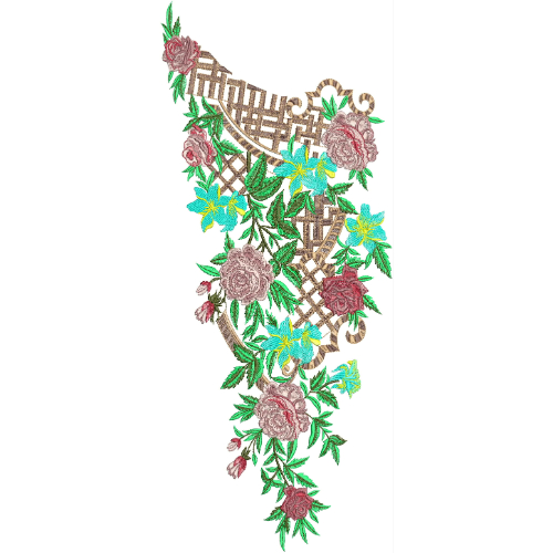 Modern Floral Side Neckline Embroidery Design | Stylish Kurti Gala Pattern