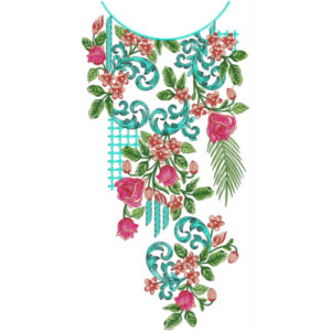 Floral Round Neckline Embroidery Design | Stylish Kurti Gala Embroidery Pattern