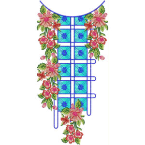 Modern Floral Grid Neckline Embroidery Design | Stylish Kurti Gala Pattern