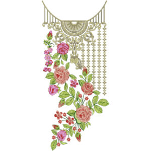 Elegant Floral Hanging Neckline Embroidery Design | Designer Kurti Gala Pattern